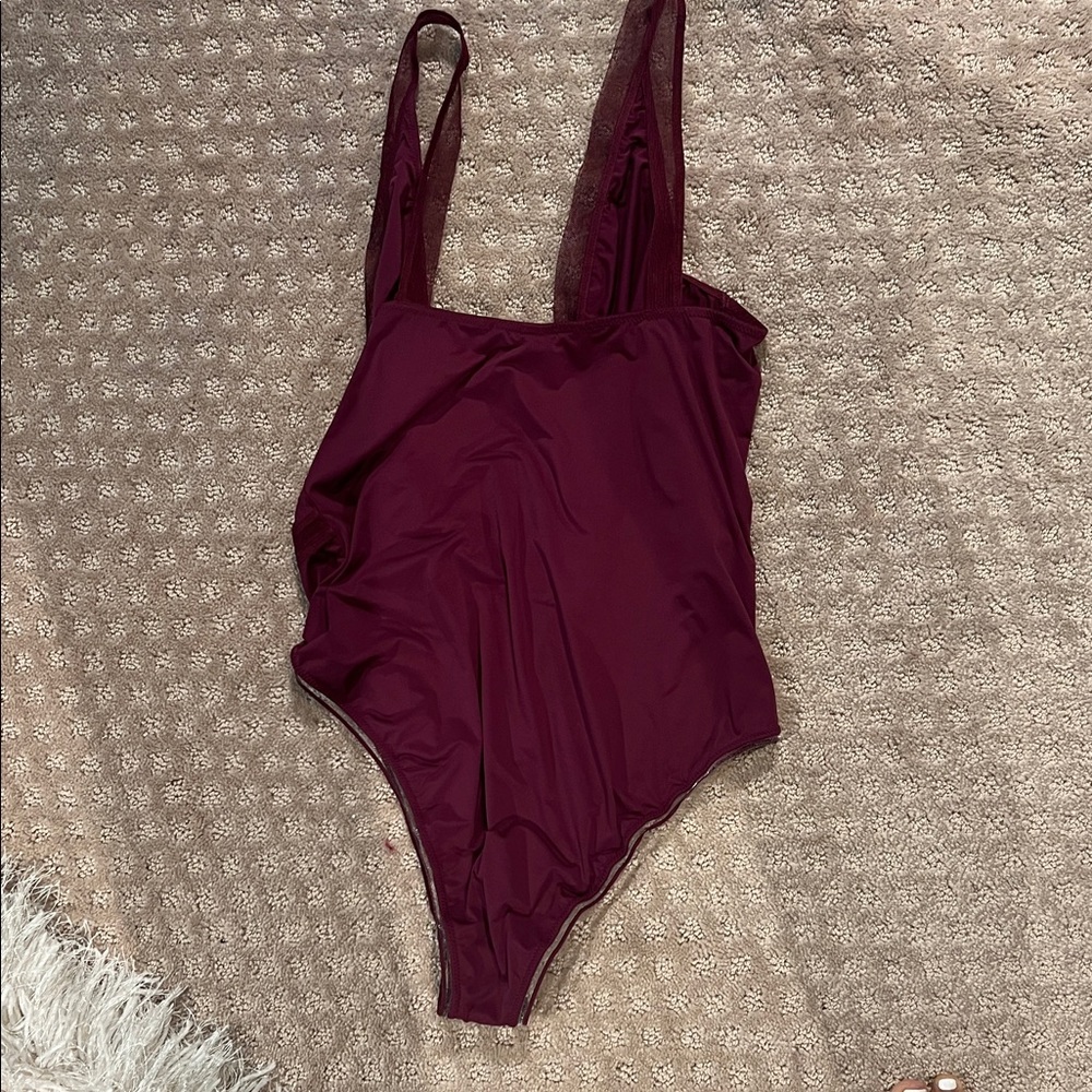 Victoria's Secret Wine V-Neck Bodysuit - Picture 3 of 7